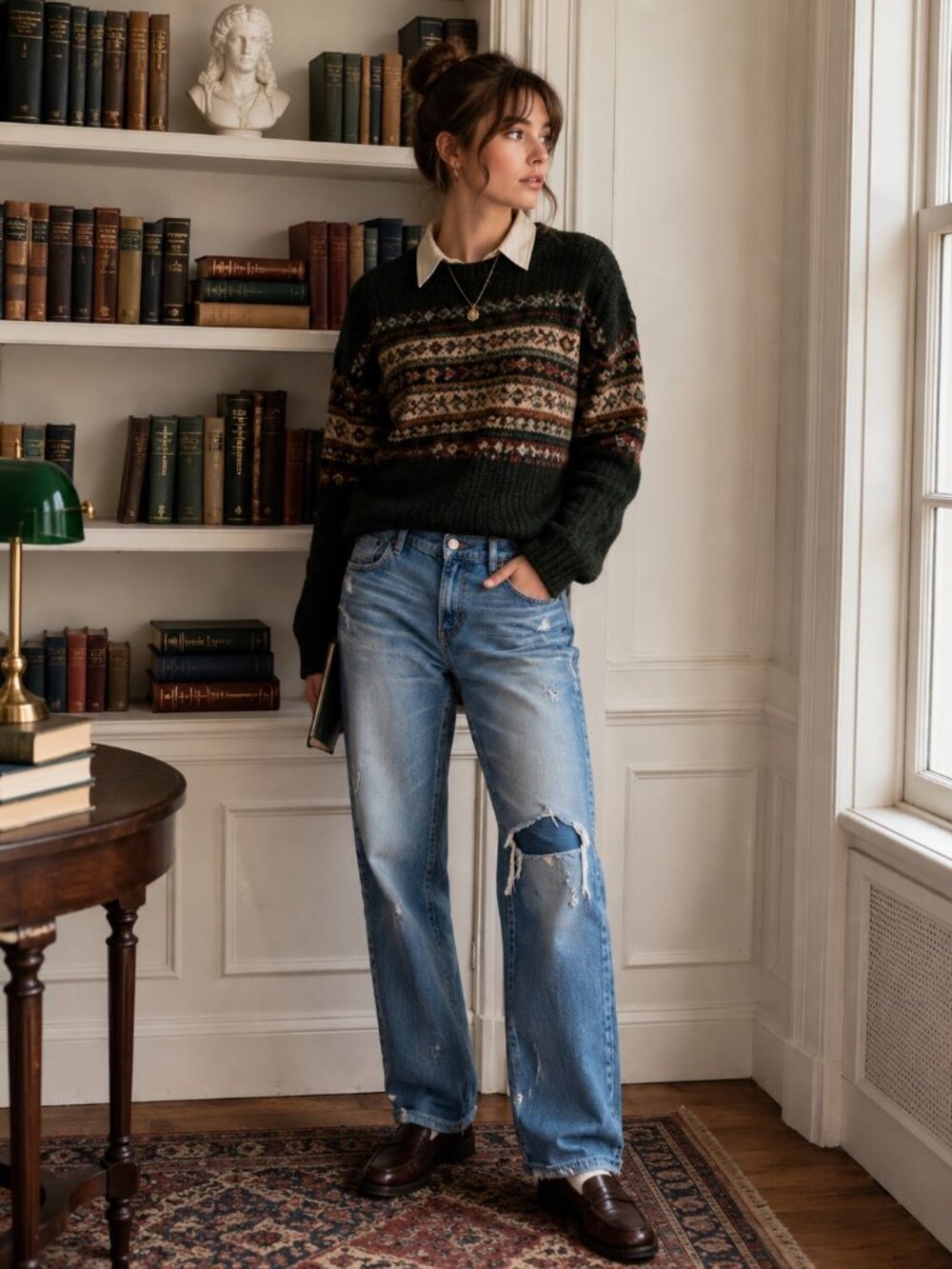 Moussy VTG Distressed Boyfriend Jeans 32 Made in Japan Med Wash Ripped Denim (2)